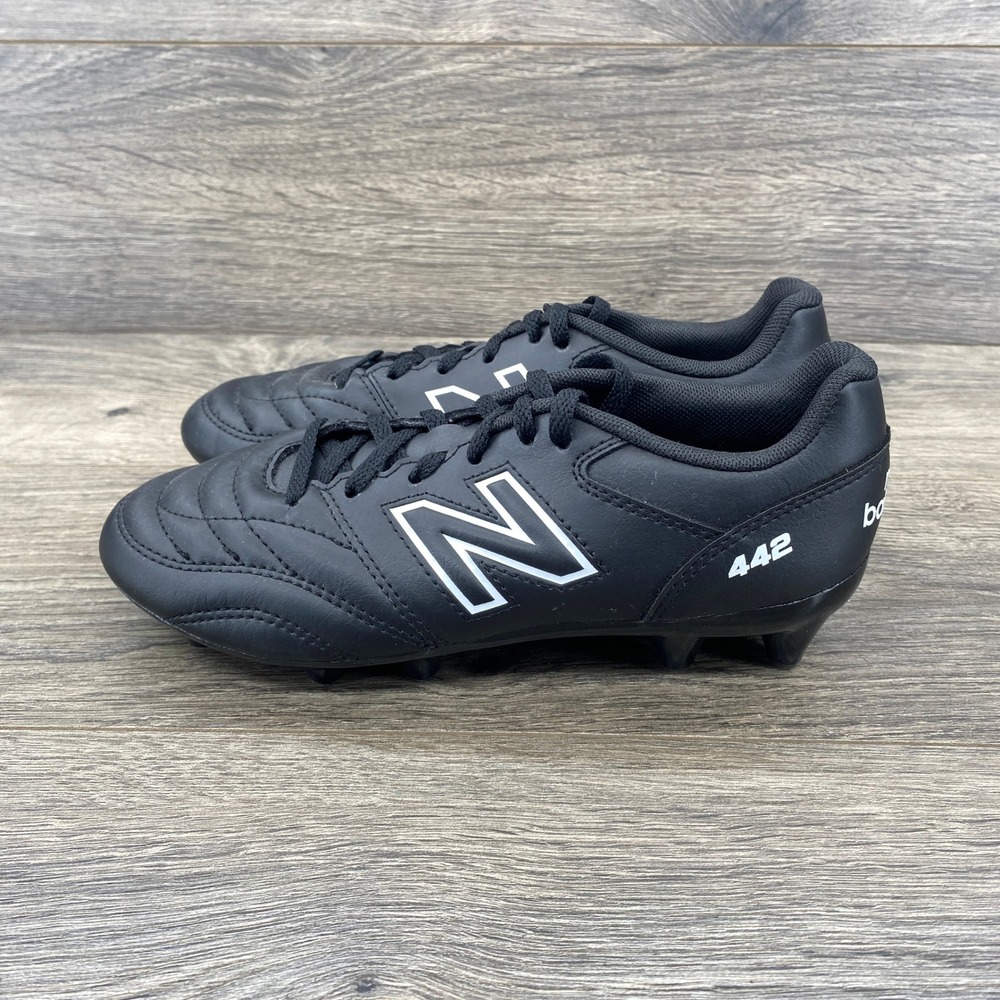 New Balance 442 V2 Academy FG Kids Soccer Cleats Black White JS43FBK2 Size 2 US